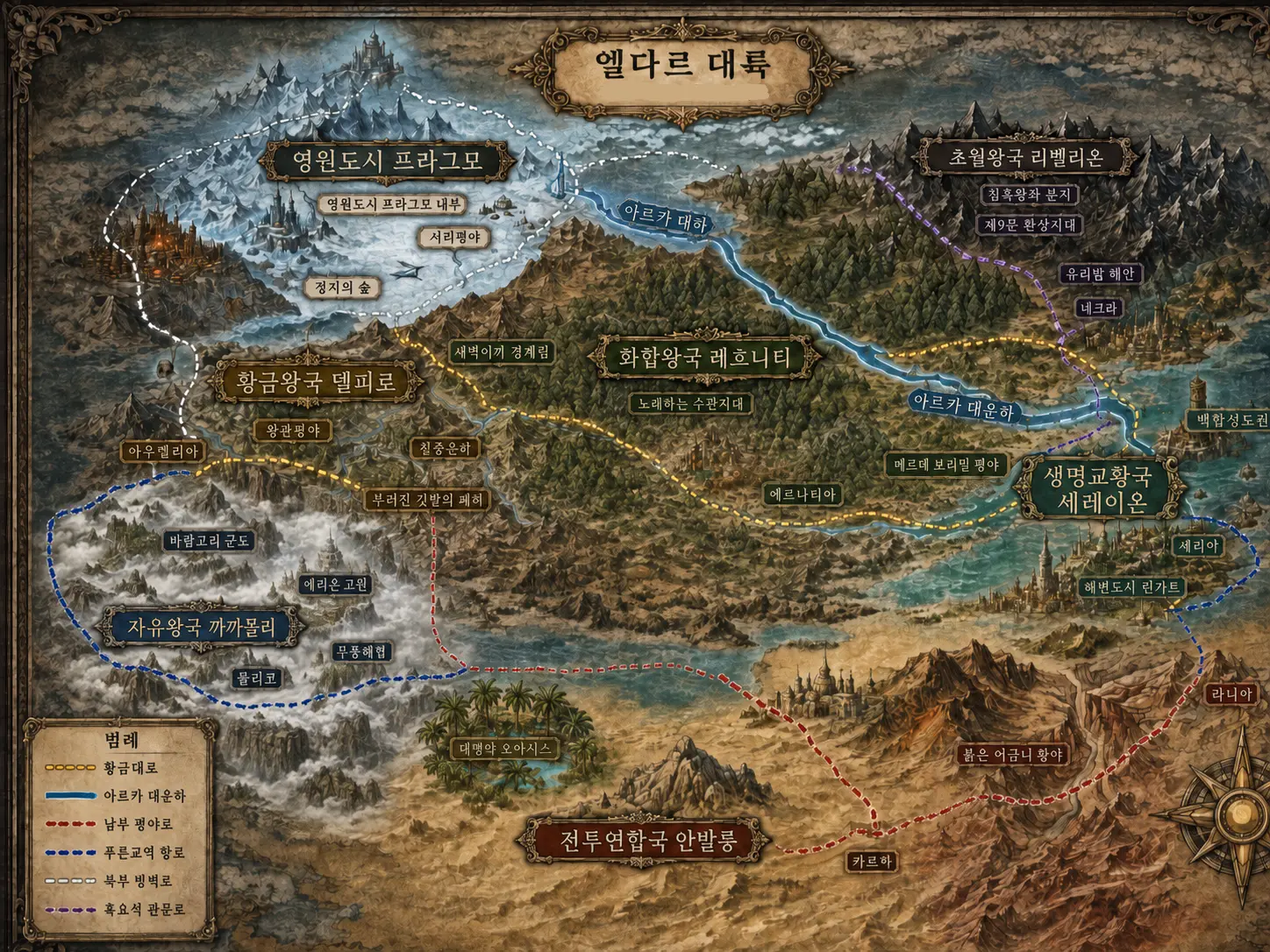 엘다르 대륙 지도
